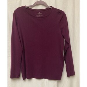 Talbots Women Petites Purple Plus Size Pima Cotton Long Sleeve T-Shirt - Sz 1XP‎